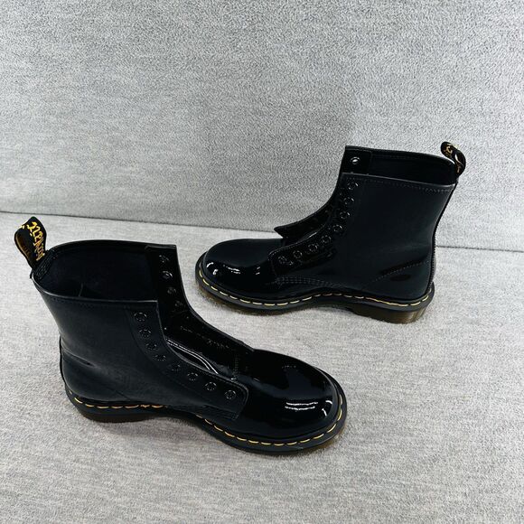 DR. MARTEN'S - Women’s 1460 Shiny Polished Black Leather Boots Size 9  B9 - Picture 7 of 12